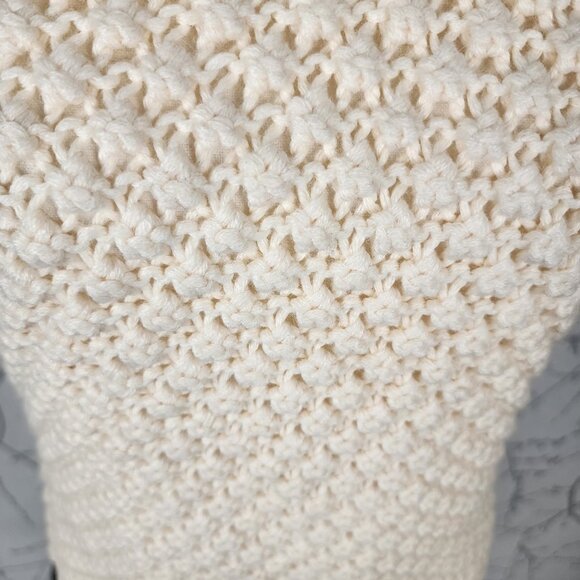 Manoush Ivory Wool Blend Turtleneck Lace Hem Sweater Dress - Picture 2 of 8